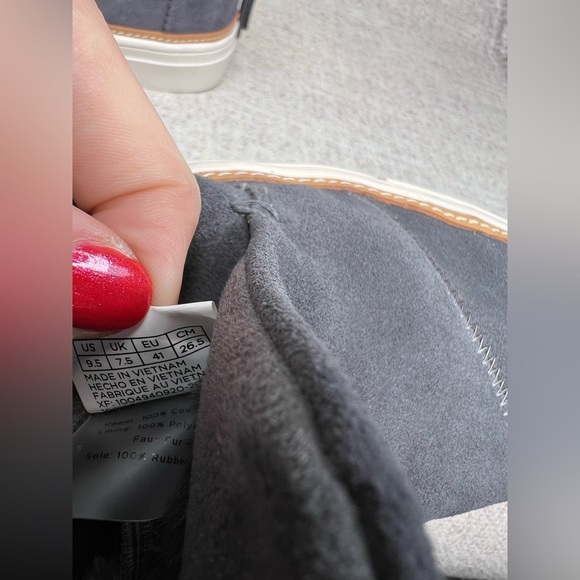 TOMS NWT Paxton Forged Iron gray suede faux fur lined sneakers size 9.5 ankle - Picture 13 of 13